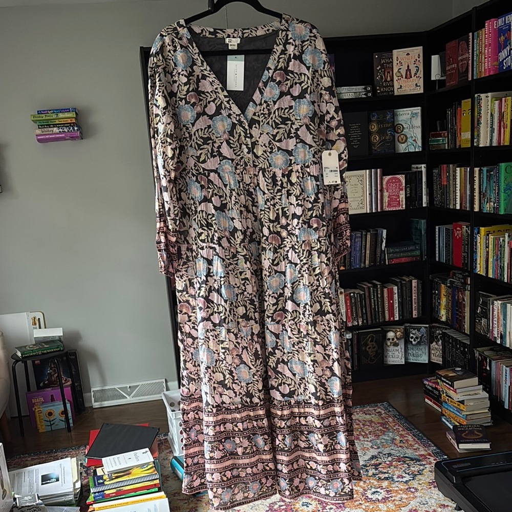 Billabong Black and Purple Floral Dress
